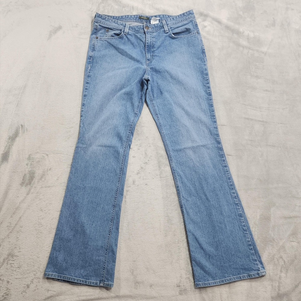 Eddie Bauer Jeans Womens 14L LONG Blue Mid Rise Classic Fit Bootcut Stretch